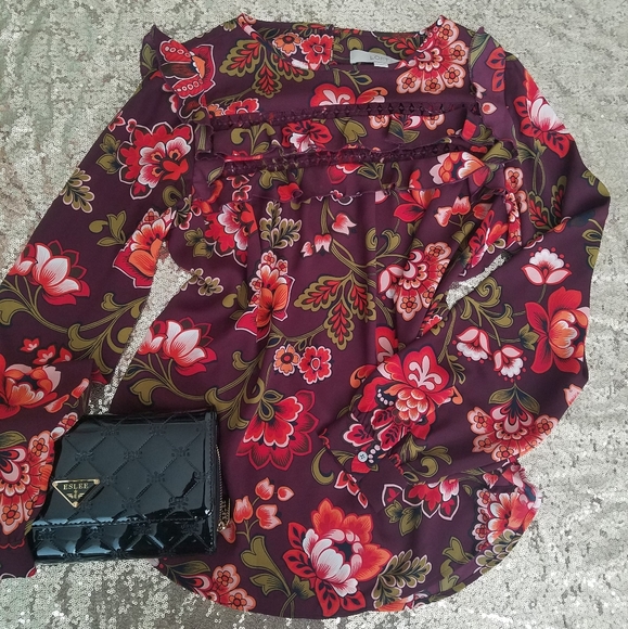 LOFT long sleeved lightweight floral top sz small - Picture 1 of 8